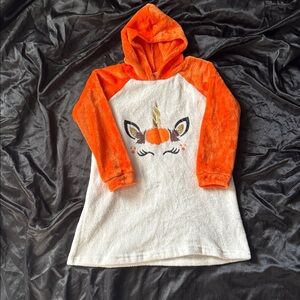 Orange and White Unicorn Hooded Dress